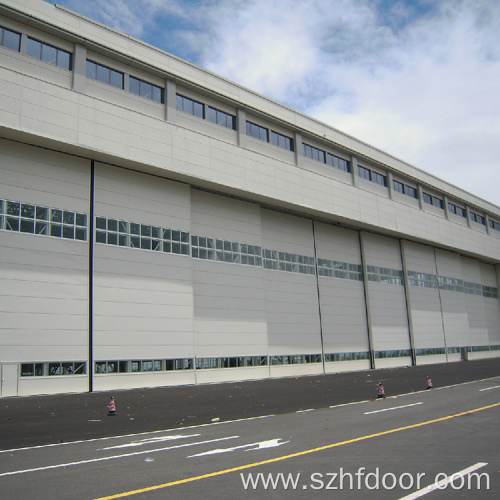 Flexible hangar door in parking lot